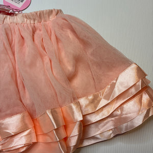 Girls La Sienna Couture, cotton lined peach tulle skirt, elasticated, L: 23cm, NEW, size 0,  