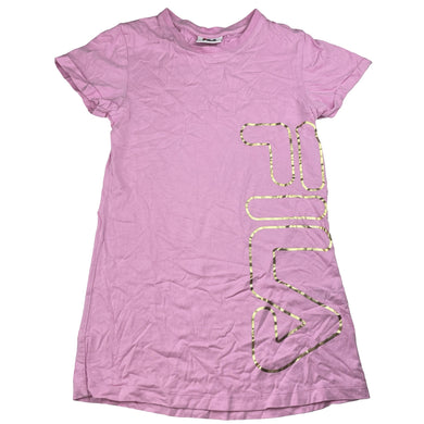 Girls FILA, pink cotton t-shirt dress, EUC, size 8, L: 58cm