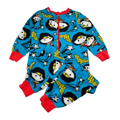 Girls DC Comics, Wonderwoman fleece all-in-one pyjamas, GUC, size 3,  