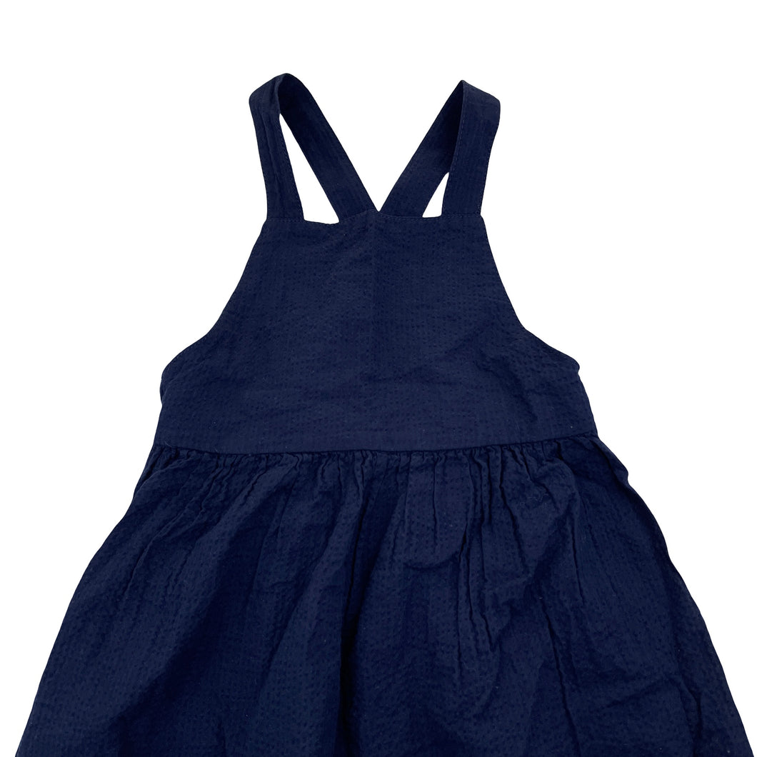 Girls H&M, navy crinkle cotton summer dress, EUC, size 6, L: 64cm