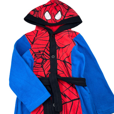 Boys Marvel, Spiderman fleece dressing gown / bath robe, EUC, size 7,  