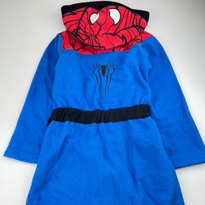 Boys Marvel, Spiderman fleece dressing gown / bath robe, EUC, size 7,  