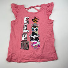 Load image into Gallery viewer, Girls LOL Surprise, flip sequin pink cotton top, no size, armpit to armpit: 32cm, GUC, size 5-6,  