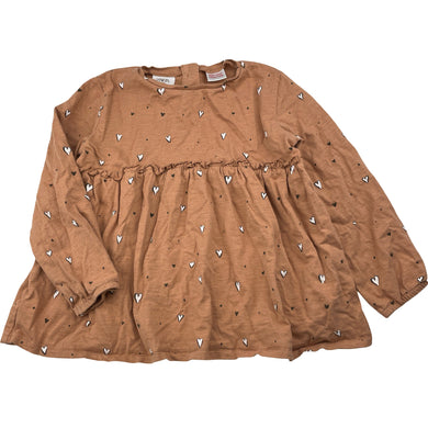 Girls Zara, cotton long sleeve top, hearts, GUC, size 4-5,  