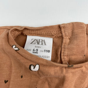 Girls Zara, cotton long sleeve top, hearts, GUC, size 4-5,  