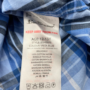 Boys Ben Sherman, checked lightweight cotton short sleeve shirt, GUC, size 12-13,  
