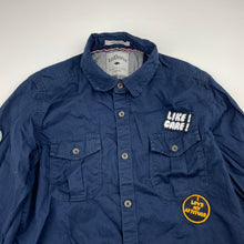 Load image into Gallery viewer, Boys Lee Cooper, navy lightweight cotton long sleeve shirt, GUC, size 9-10,  