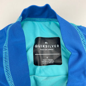 Boys Quiksilver, UPF 50+ long sleeve rashie / swim top, GUC, size 6,  
