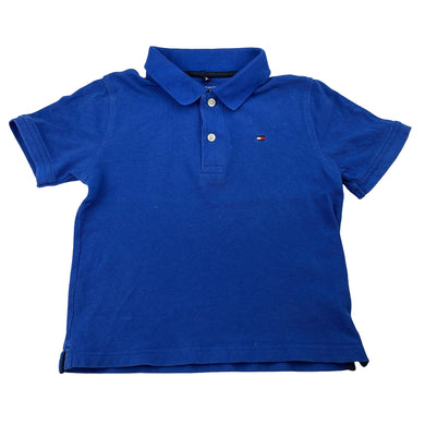 Boys Tommy Hilfiger, blue cotton polo shirt top, FUC, size 6-7,  