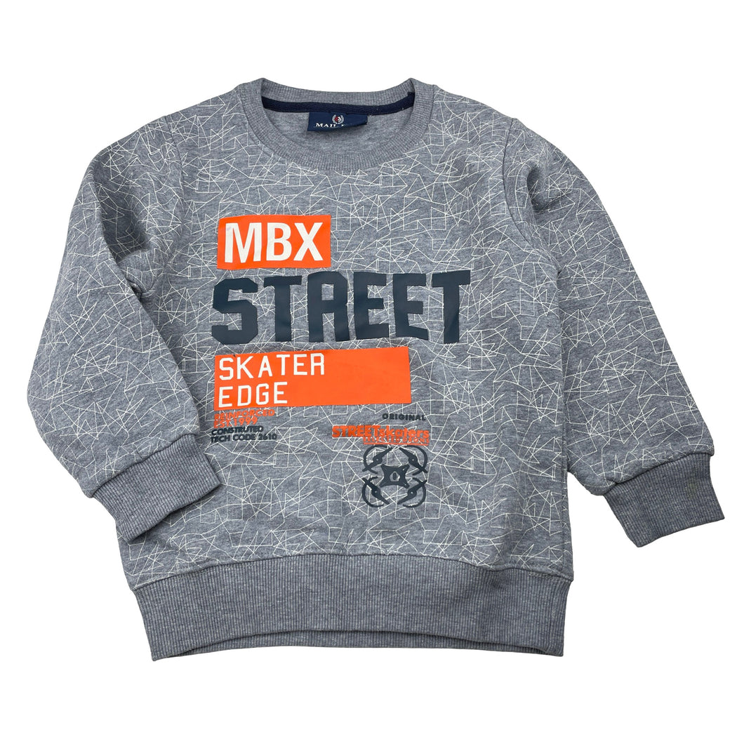Boys MAIL BOX, fleece lined sweater / jumper, no size, armpit to armpit: 33cm, shoulder to cuff: 35cm, FUC, size 4-5,  