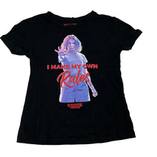 Load image into Gallery viewer, Girls STRANGER THINGS, black cotton tee / top, Sz: XXS, armpit to armpit: 39cm, GUC, size 12-14,  