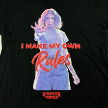 Load image into Gallery viewer, Girls STRANGER THINGS, black cotton tee / top, Sz: XXS, armpit to armpit: 39cm, GUC, size 12-14,  