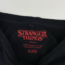 Load image into Gallery viewer, Girls STRANGER THINGS, black cotton tee / top, Sz: XXS, armpit to armpit: 39cm, GUC, size 12-14,  