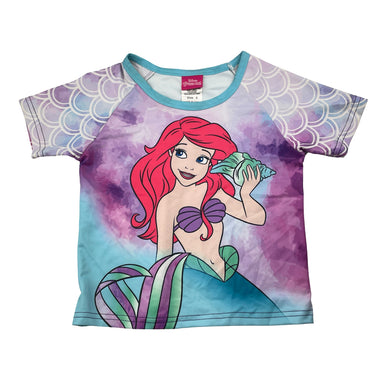 Girls Disney, Princess Ariel Little Mermaid short sleeve rashie / swim top, GUC, size 6,  