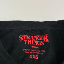 Load image into Gallery viewer, Girls STRANGER THINGS, black cotton tee / top, Sz: XXS, armpit to armpit: 42cm, EUC, size 12-14,  
