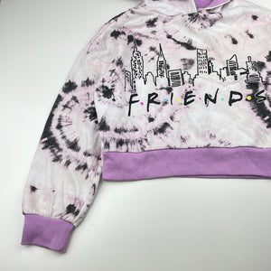 Girls F.R.I.E.N.D.S, fleece lined tie dyed cropped hoodie sweater, GUC, size 10,  