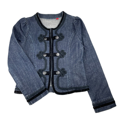Girls Esprit, stretch denim jacket, armpit to armpit: 35cm, shoulder to cuff: 47cm, GUC, size 7-8,  
