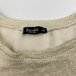 Girls Bardot Junior, lightweight metallic knit top, EUC, size 12,  