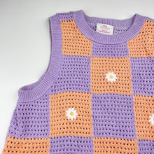 Load image into Gallery viewer, Girls Mango, knitted cotton vest, embroidered flowers, EUC, size 16,  