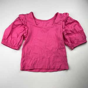 Girls Zara, pink ribbed puff sleeve top, EUC, size 10,  