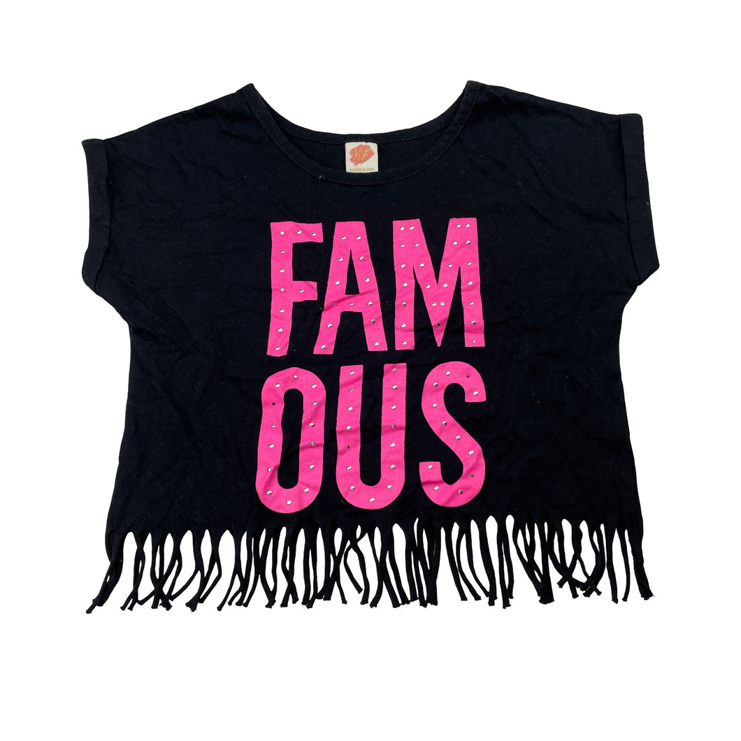 Girls Y&F, cropped cotton fringed tee / top, EUC, size 9-10,  