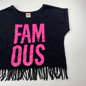 Girls Y&F, cropped cotton fringed tee / top, EUC, size 9-10,  