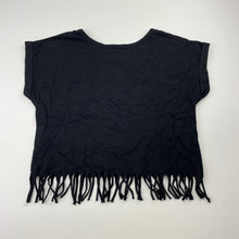 Load image into Gallery viewer, Girls Y&amp;F, cropped cotton fringed tee / top, EUC, size 9-10,  