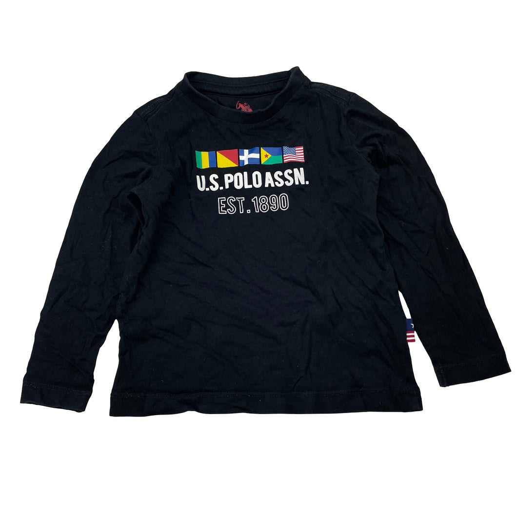 Boys US Polo Assn, black cotton long sleeve tee / top, FUC, size 2-3,  