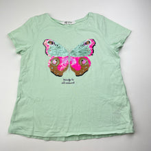 Load image into Gallery viewer, Girls H&amp;M, cotton tee / top, flip sequin butterfly, EUC, size 7-8,  