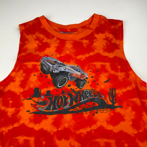 Boys Hot Wheels, tie dyed cotton singlet / tank top, no size, armpit to armpit: 34cm, EUC, size 7-8,  