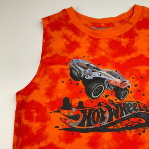 Boys Hot Wheels, tie dyed cotton singlet / tank top, no size, armpit to armpit: 34cm, EUC, size 7-8,  
