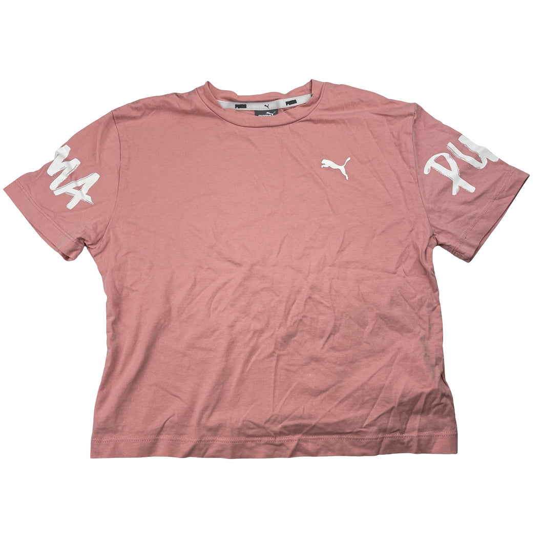 Girls PUMA, pink cotton tee / top, EUC, size 9-10,  