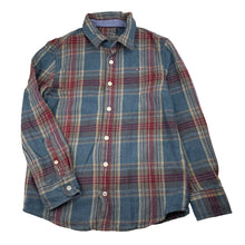 Load image into Gallery viewer, Boys Tommy Hilfiger, brushed cotton long sleeve shirt, *top button missing*, no size, armpit to armpit: 39cm, shoulder to cuff: 47.5cm, FUC, size 8-10,  