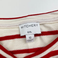 Load image into Gallery viewer, Girls Witchery, red &amp; white stripe stretchy long sleeve top, EUC, size 12,  