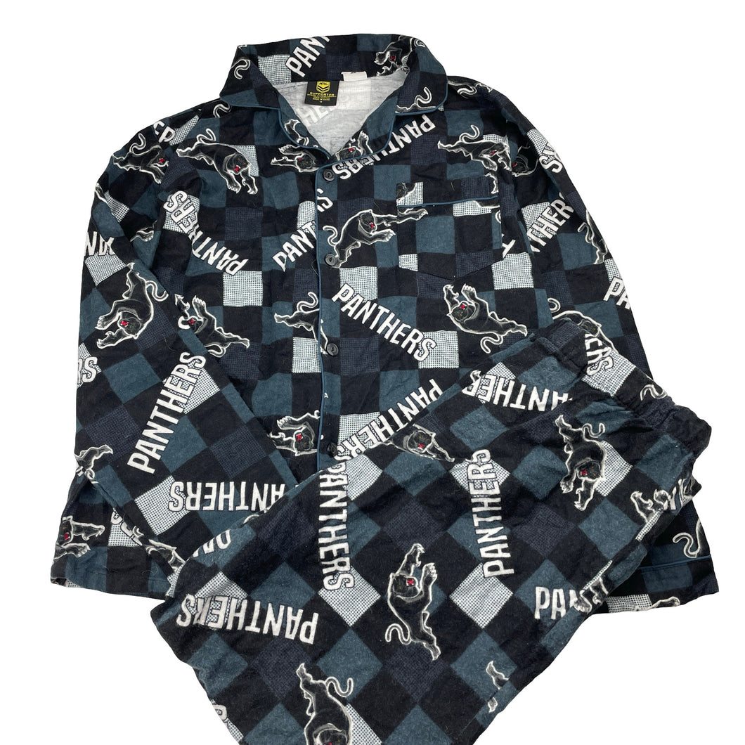 Boys NRL Supporter, Penrith Panthers flannel cotton winter pyjamas, EUC, size 12,  