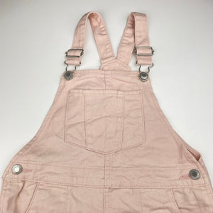 Girls H&M, pink denim overalls dress / pinafore, FUC, size 7, L: 62cm
