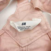 Load image into Gallery viewer, Girls H&amp;M, pink denim overalls dress / pinafore, FUC, size 7, L: 62cm