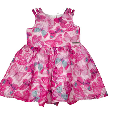 Girls Barbie, lined lightweight party dress, butterflies, GUC, size 2, L: 46cm