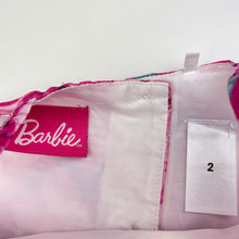 Load image into Gallery viewer, Girls Barbie, lined lightweight party dress, butterflies, GUC, size 2, L: 46cm