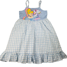 Load image into Gallery viewer, Girls Disney, Princess, Cinderella lined check cotton dress, marks on chest, FUC, size 5, L: 64cm