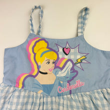 Load image into Gallery viewer, Girls Disney, Princess, Cinderella lined check cotton dress, marks on chest, FUC, size 5, L: 64cm