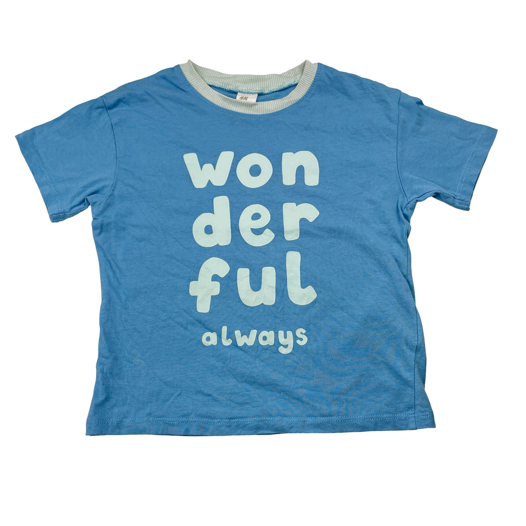 Unisex H&M, blue cotton tee / top, GUC, size 3,  