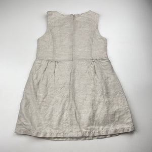 Girls Chloe, cotton lined lightweight metallic dress, small marks front, FUC, size 5, L: 51cm