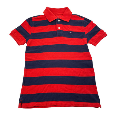 Boys Tommy Hilfiger, striped cotton polo shirt top, GUC, size 8-10,  