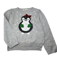 Load image into Gallery viewer, Girls H&amp;M, lightweight knit cotton sweater / jumper, flip sequins, FUC, size 5-6,  