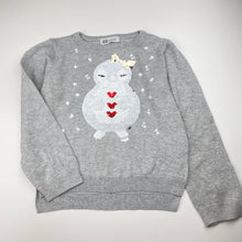 Load image into Gallery viewer, Girls H&amp;M, lightweight knit cotton sweater / jumper, flip sequins, FUC, size 5-6,  