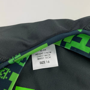 Boys Mojang, Minecraft short sleeve rashie / swim top, GUC, size 16,  
