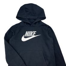 Load image into Gallery viewer, Unisex Nike, black fleece lined hoodie sweater, EUC, size 8-9,  