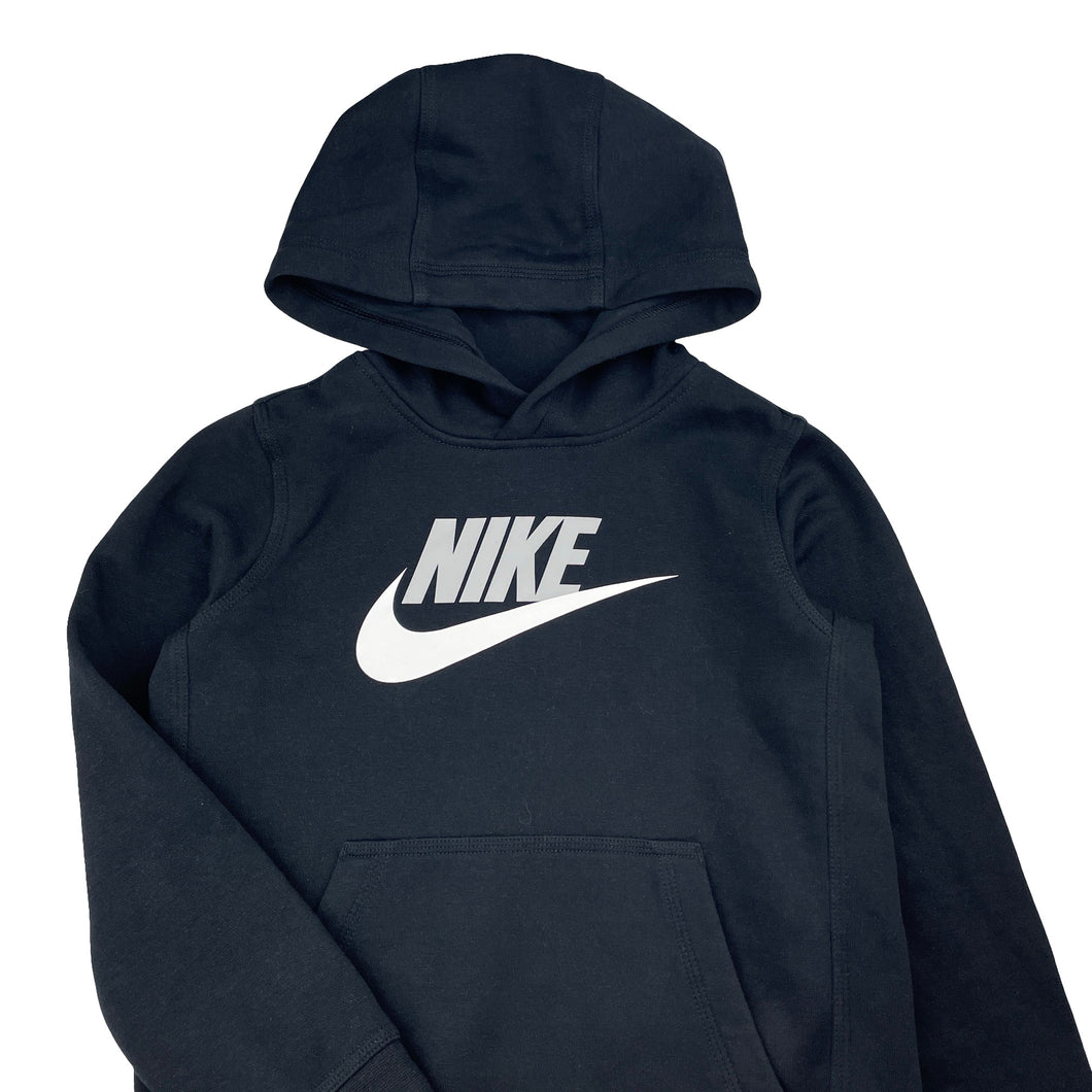 Unisex Nike, black fleece lined hoodie sweater, EUC, size 8-9,  