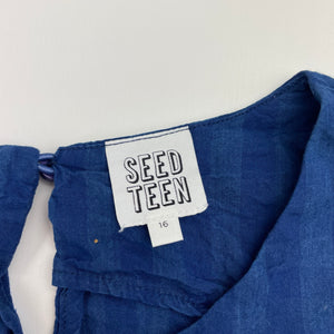 Girls Seed, blue stripe lightweight cotton top, GUC, size 16,  